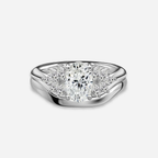1.0 CT Oval Cut Moissanite Cluster Bridal Ring Set
