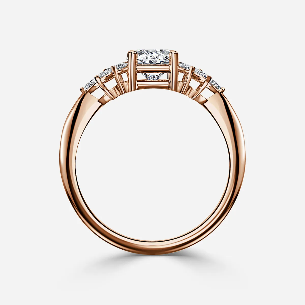 1.0 CT Oval Cut Moissanite Cluster Bridal Ring Set