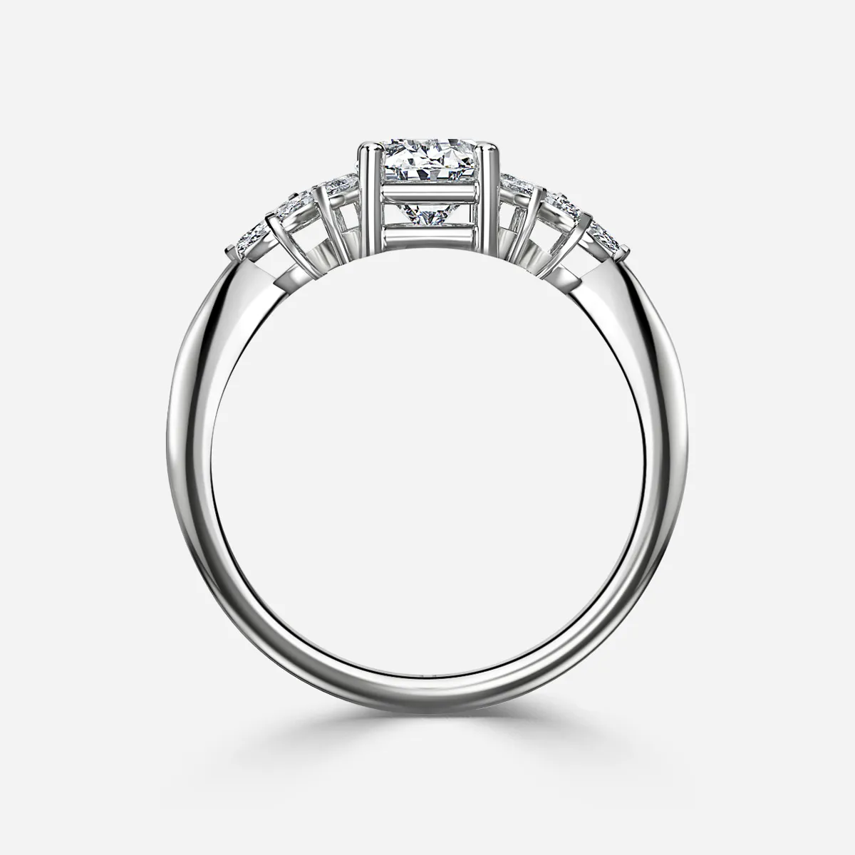 1.0 CT Oval Cut Moissanite Cluster Bridal Ring Set