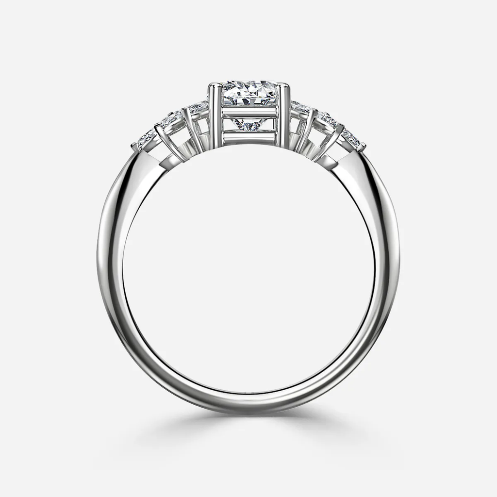 1.0 CT Oval Cut Moissanite Cluster Bridal Ring Set