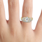 1.0 CT Oval Cut Moissanite Cluster Bridal Ring Set