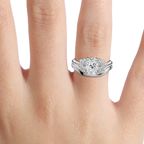 1.0 CT Oval Cut Moissanite Cluster Bridal Ring Set
