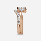 1.0 CT Oval Cut Moissanite Cluster Bridal Ring Set