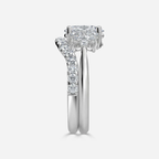 1.0 CT Oval Cut Moissanite Cluster Bridal Ring Set