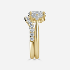 1.0 CT Oval Cut Moissanite Cluster Bridal Ring Set