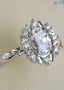 Antique Style Halo Featuring an Oval Cut Moissanite Vintage Leaves Rings - DisneyValley