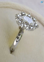 Antique Style Halo Featuring an Oval Cut Moissanite Vintage Leaves Rings - DisneyValley