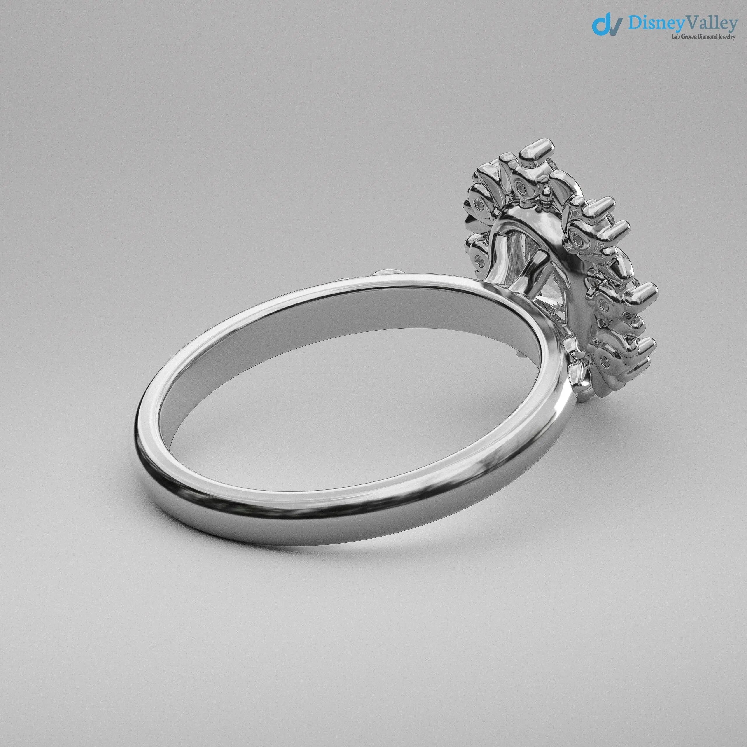 Antique Style Halo Featuring an Oval Cut Moissanite Vintage Leaves Rings - DisneyValley