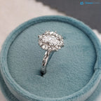 Antique Style Halo Featuring an Oval Cut Moissanite Vintage Leaves Rings - DisneyValley