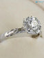 Antique Styling Flower Petals Halo Diamond Engagement Ring DisneyValley