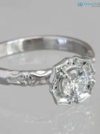 Antique Styling Flower Petals Halo Diamond Engagement Ring DisneyValley