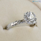 Antique Styling Flower Petals Halo Diamond Engagement Ring - DisneyValley