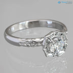 Antique Styling Flower Petals Halo Diamond Engagement Ring - DisneyValley
