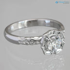Antique Styling Flower Petals Halo Diamond Engagement Ring - DisneyValley