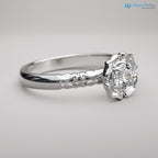 Antique Styling Flower Petals Halo Diamond Engagement Ring - DisneyValley