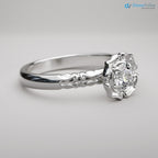 Antique Styling Flower Petals Halo Diamond Engagement Ring - DisneyValley