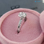 Antique Styling Flower Petals Halo Diamond Engagement Ring - DisneyValley