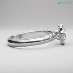 Antique Styling Flower Petals Halo Diamond Engagement Ring - DisneyValley