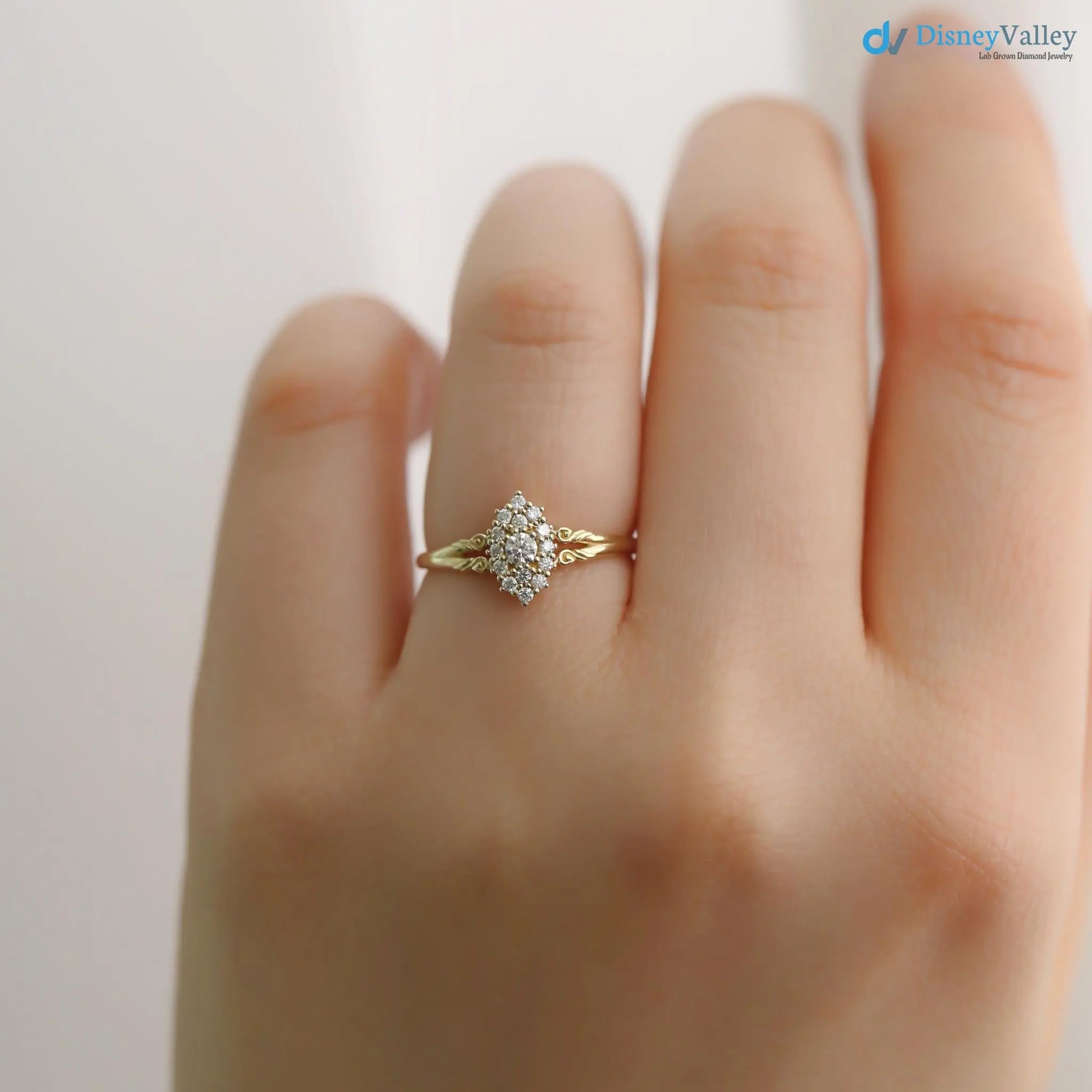 Aphrodite engagement ring, vintage lab grown diamond ring DisneyValley