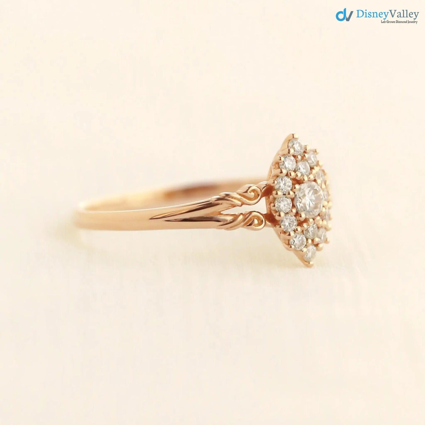 Aphrodite engagement ring, vintage lab grown diamond ring DisneyValley