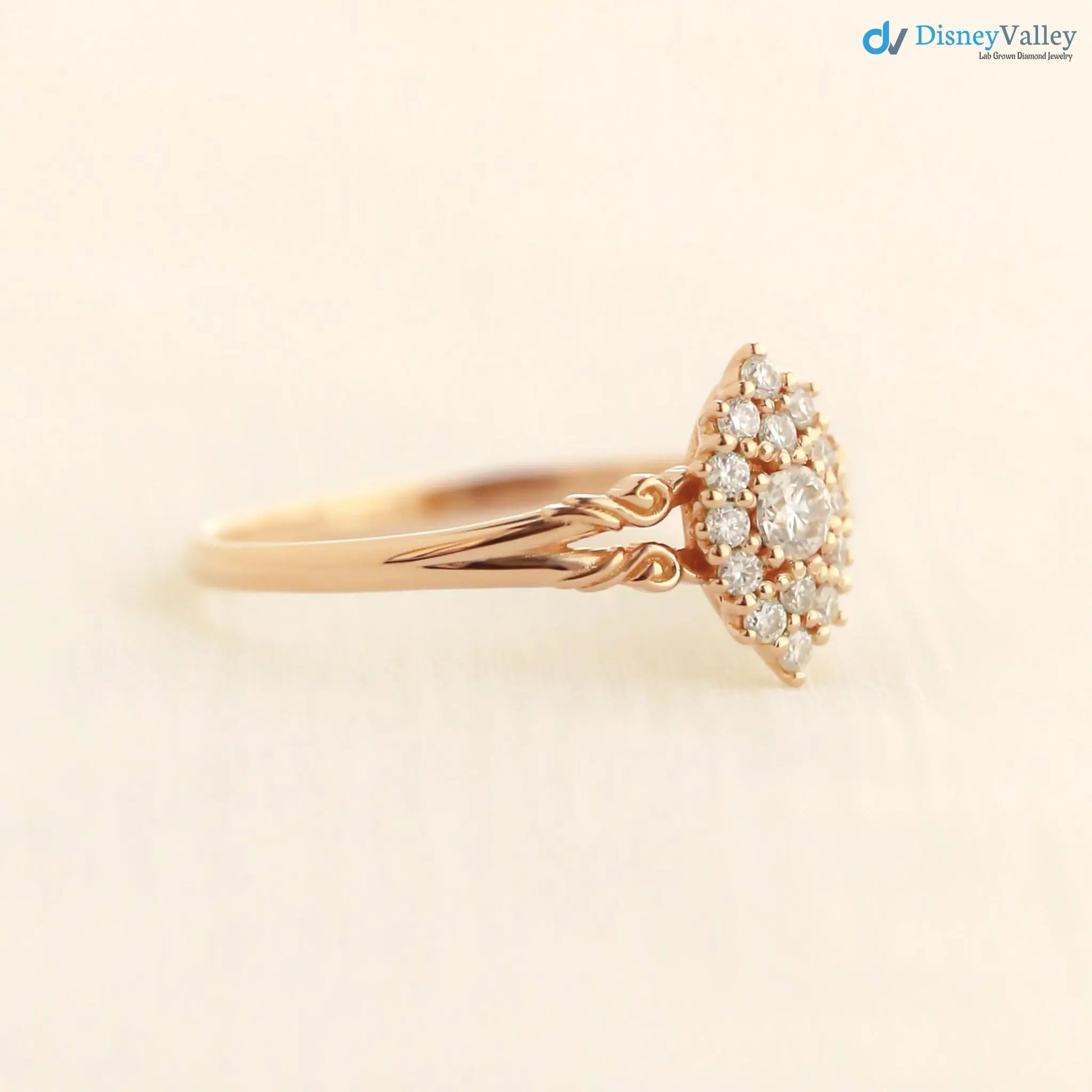 Aphrodite engagement ring, vintage lab grown diamond ring DisneyValley