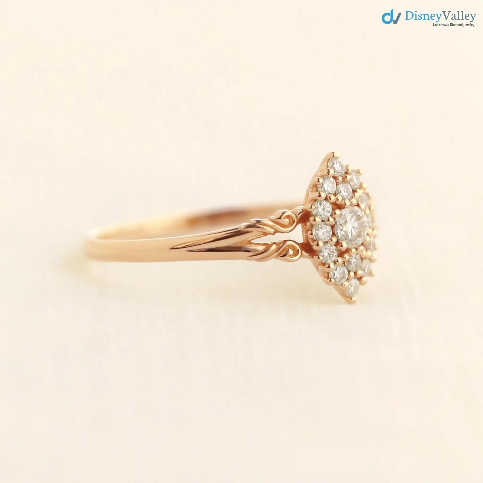 Aphrodite engagement ring, vintage lab grown diamond ring DisneyValley
