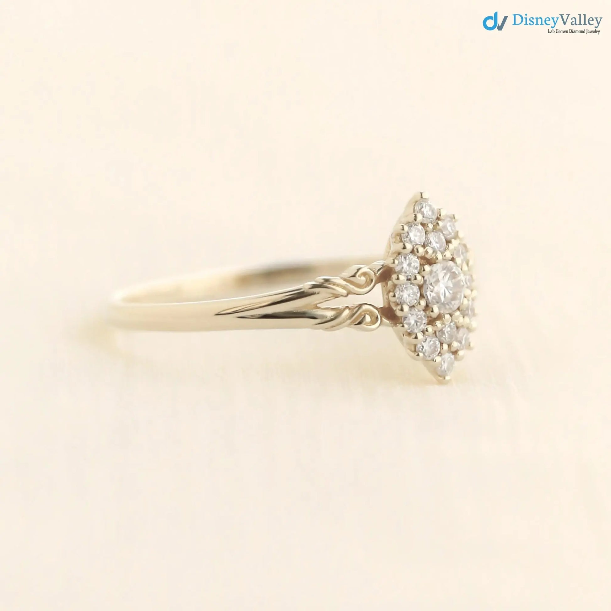 Aphrodite engagement ring, vintage lab grown diamond ring DisneyValley