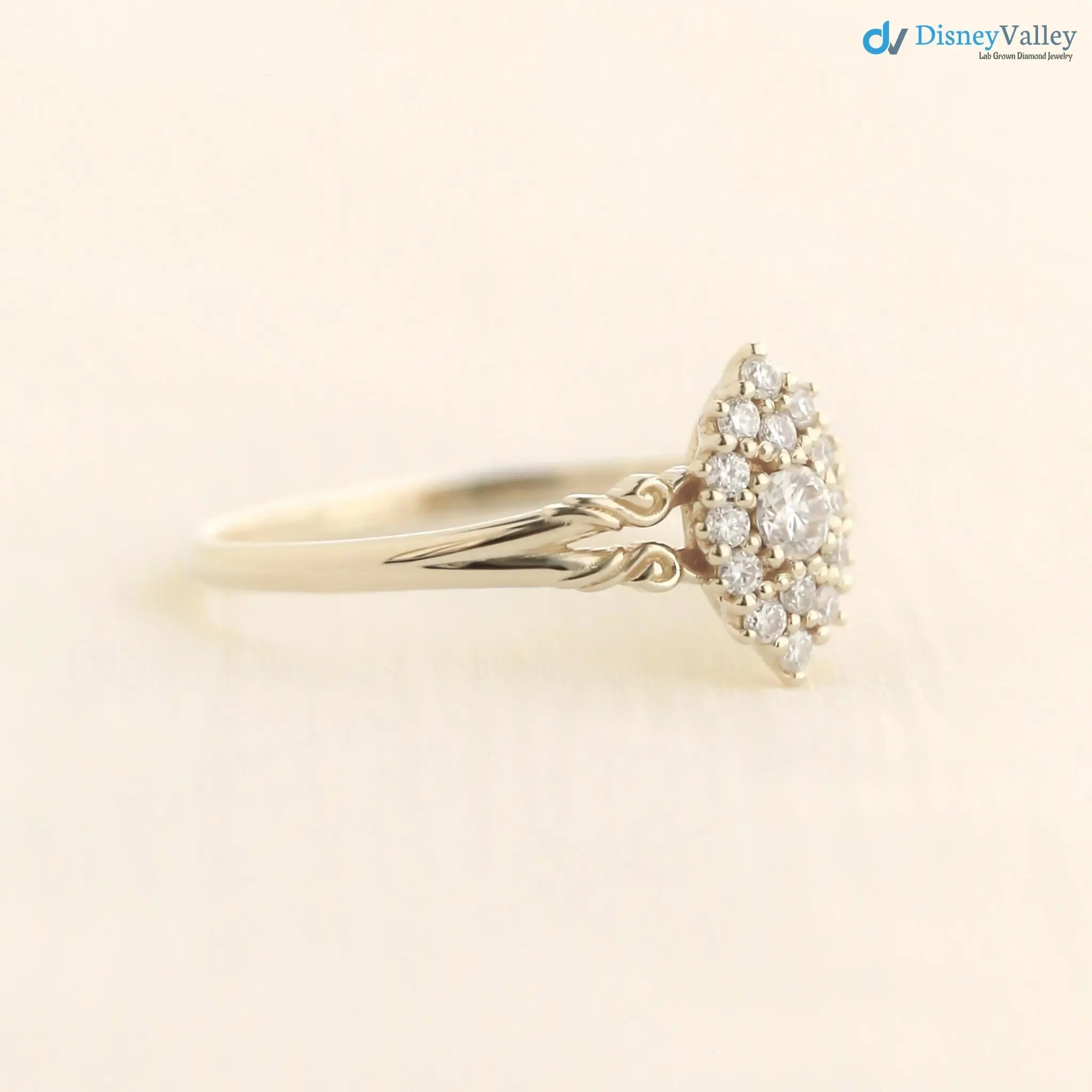 Aphrodite engagement ring, vintage lab grown diamond ring DisneyValley