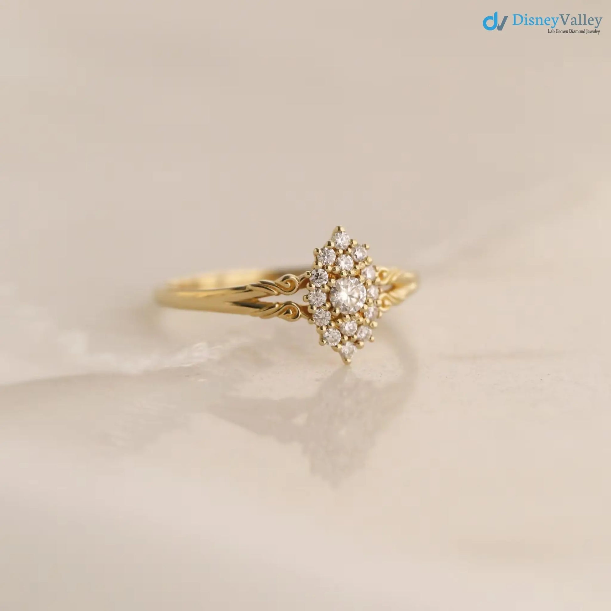 Aphrodite engagement ring, vintage lab grown diamond ring DisneyValley