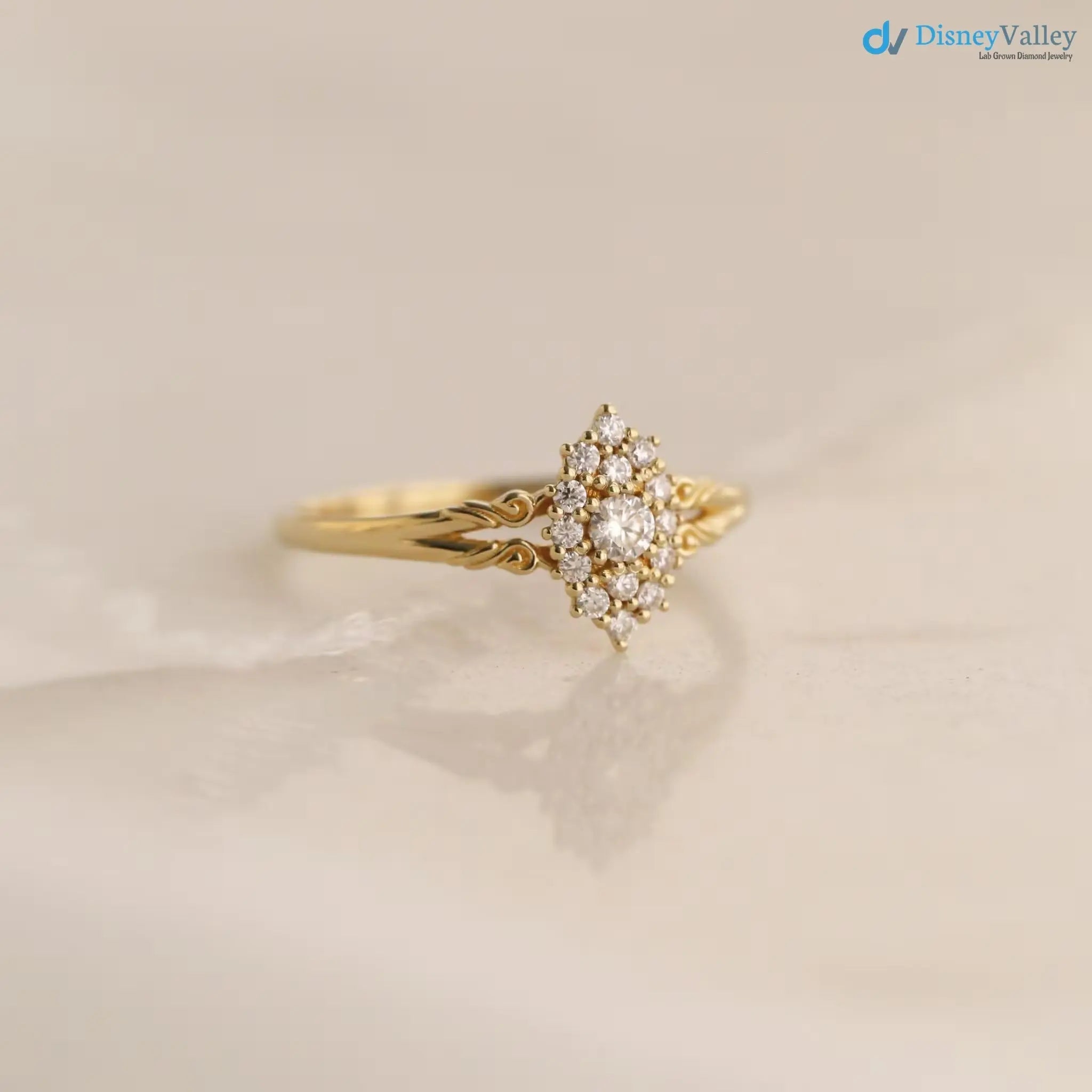 Aphrodite engagement ring, vintage lab grown diamond ring DisneyValley