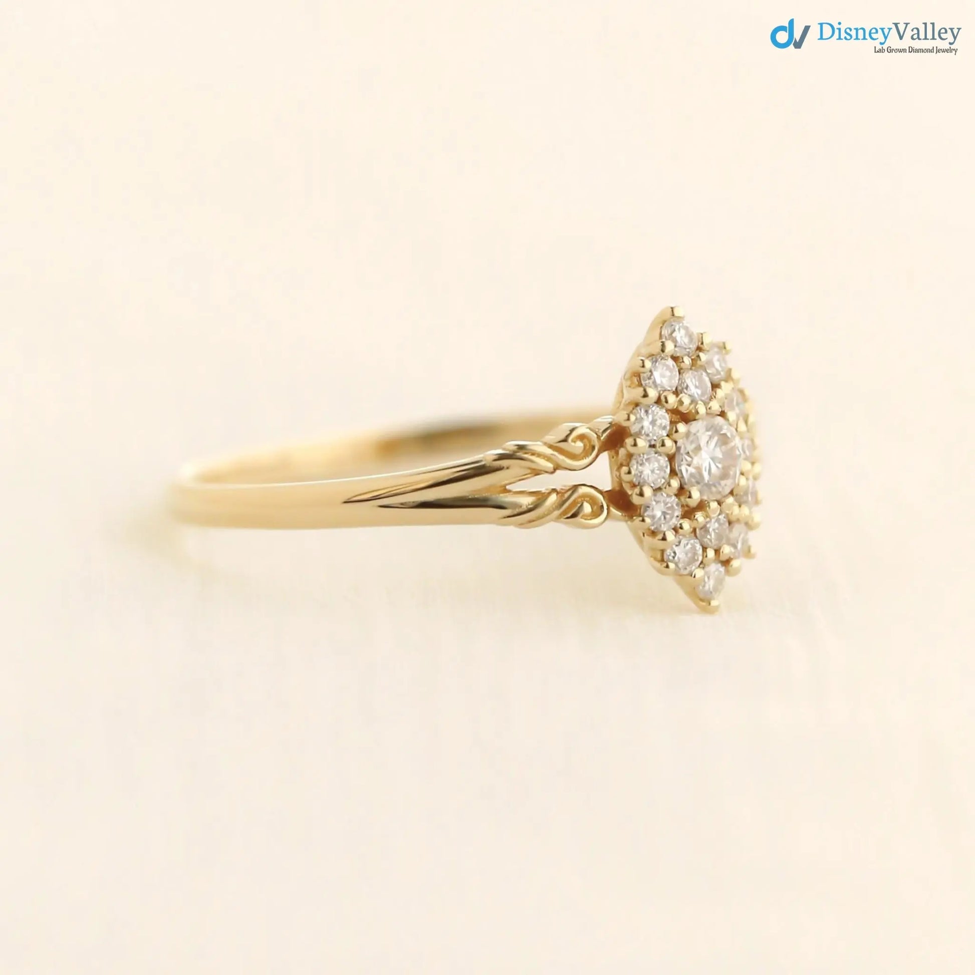 Aphrodite engagement ring, vintage lab grown diamond ring DisneyValley