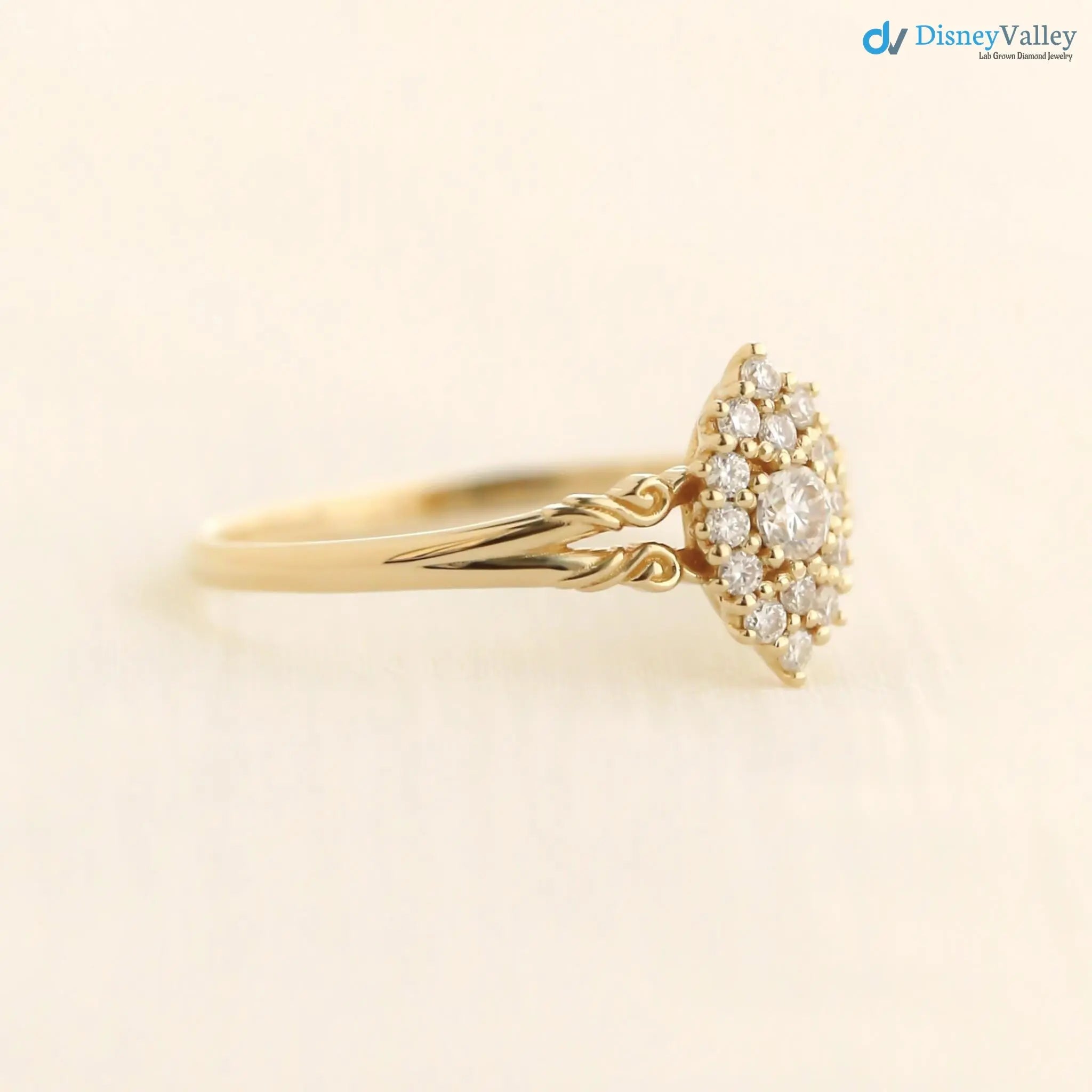 Aphrodite engagement ring, vintage lab grown diamond ring DisneyValley