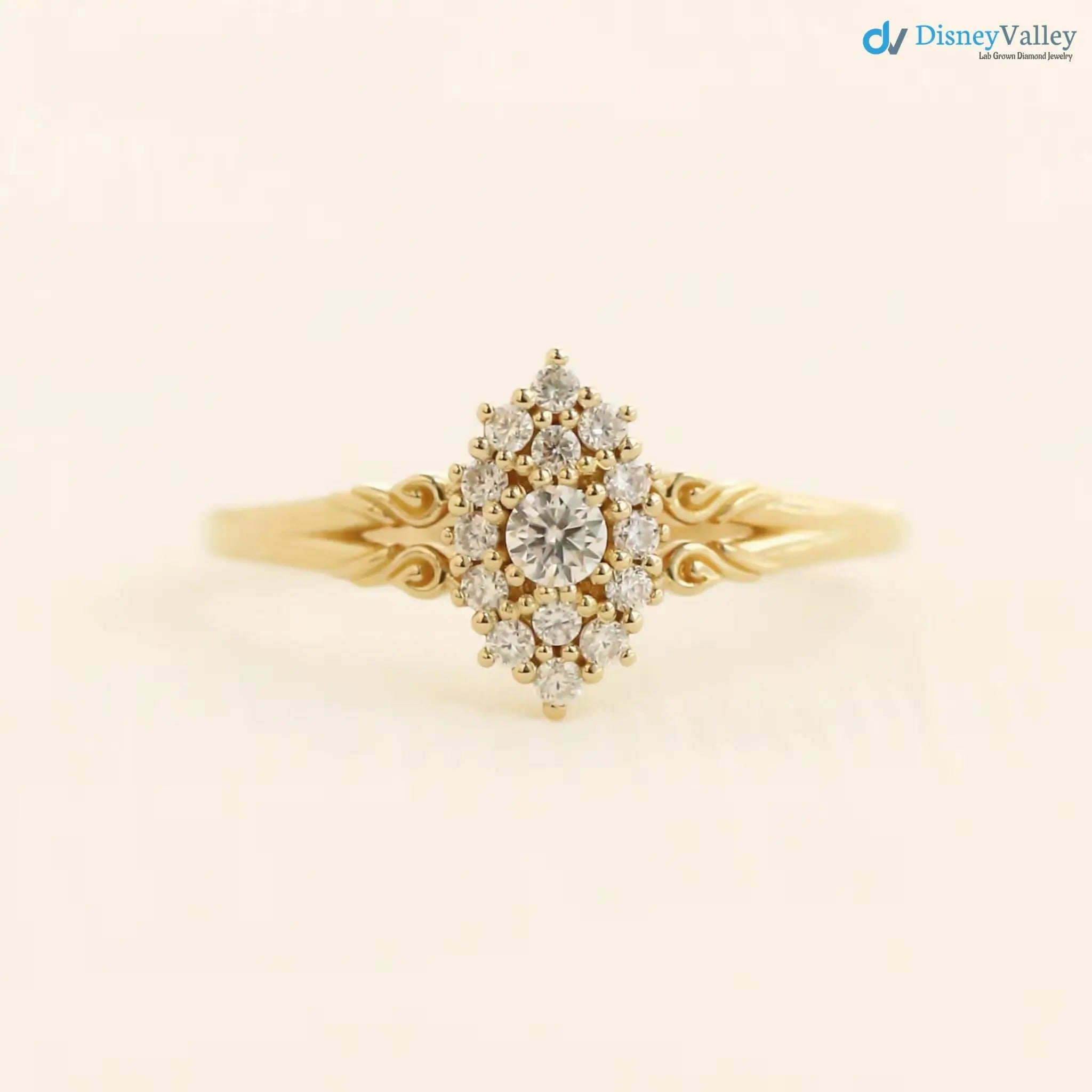 Aphrodite engagement ring, vintage lab grown diamond ring DisneyValley