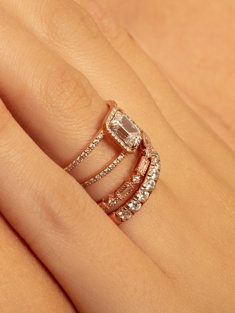 0.55 TCW Round Brilliant & Baguette Cut Half Eternity Wedding Band