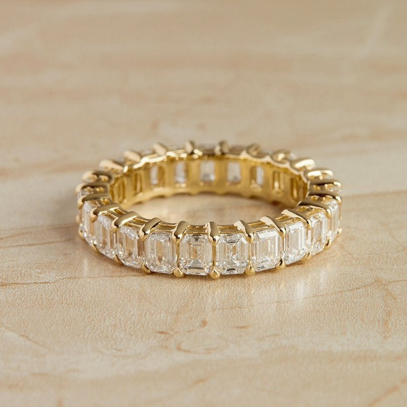 4.50 TCW Emerald Cut Full Eternity Stacking Wedding Band