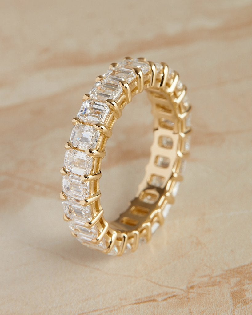4.50 TCW Emerald Cut Full Eternity Stacking Wedding Band