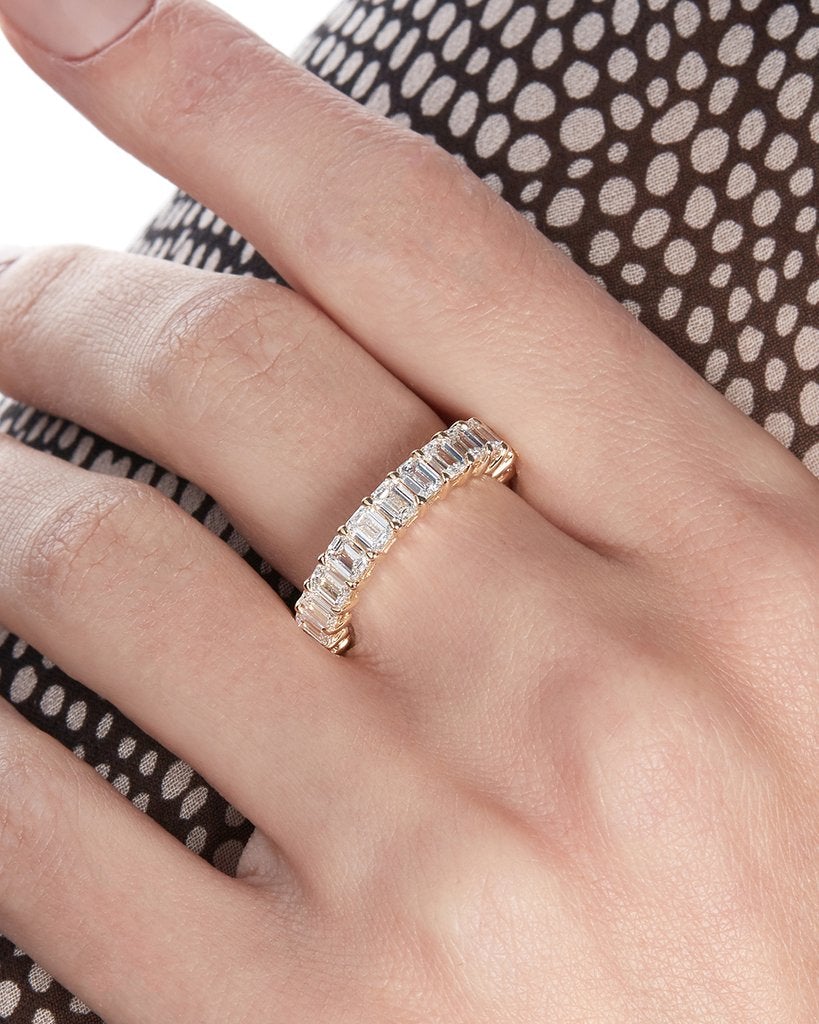 4.50 TCW Emerald Cut Full Eternity Stacking Wedding Band