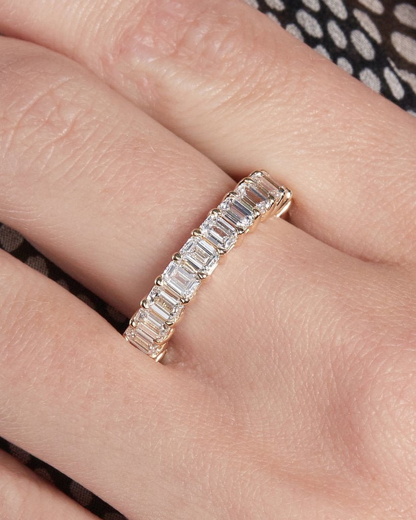 4.50 TCW Emerald Cut Full Eternity Stacking Wedding Band
