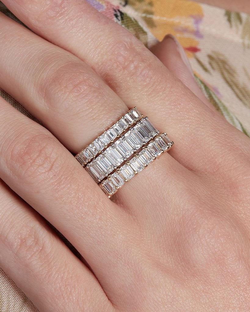 4.50 TCW Emerald Cut Full Eternity Stacking Wedding Band