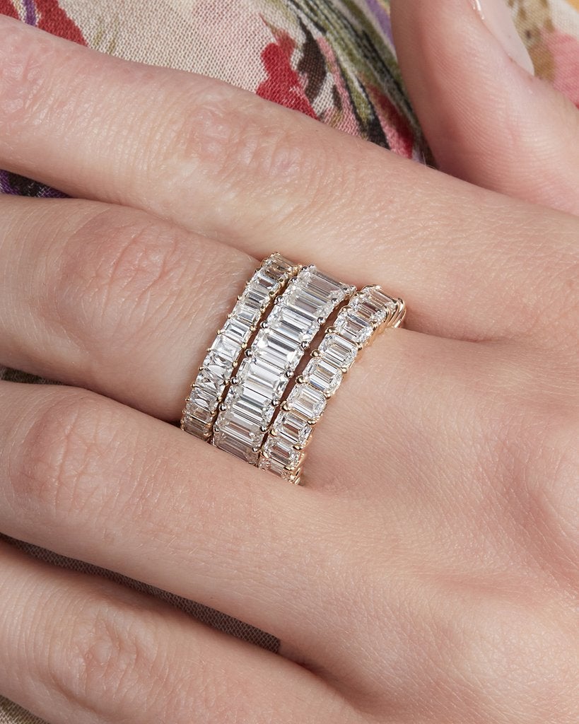 4.50 TCW Emerald Cut Full Eternity Stacking Wedding Band