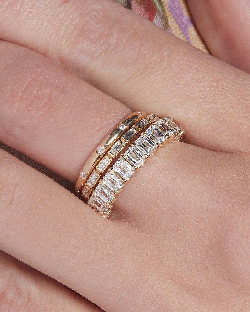 4.50 TCW Emerald Cut Full Eternity Stacking Wedding Band