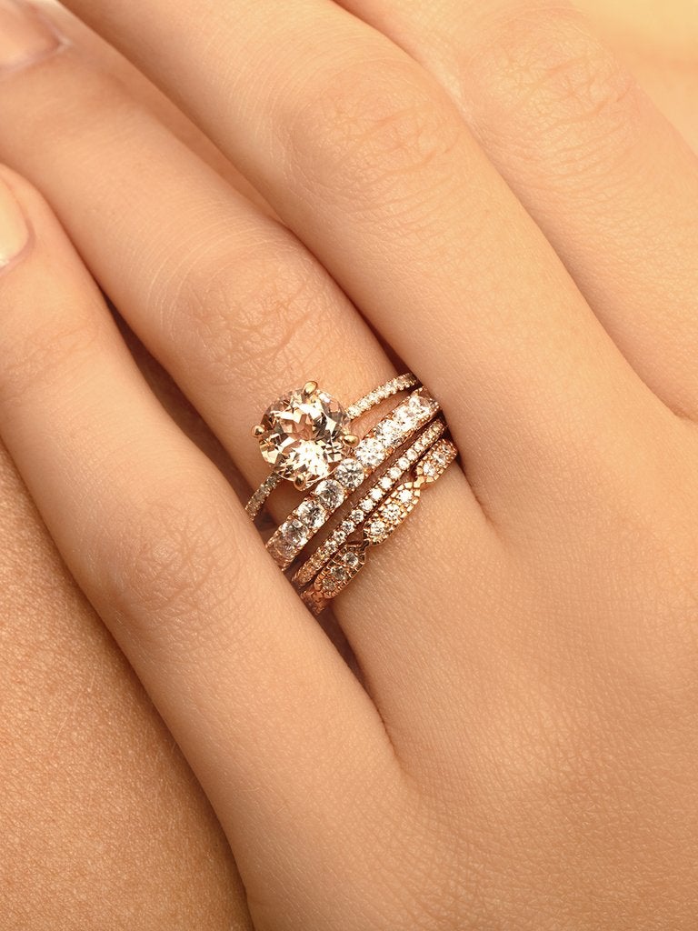 0.40 TCW Round Brilliant Cut Moissanite Half Eternity Wedding Band