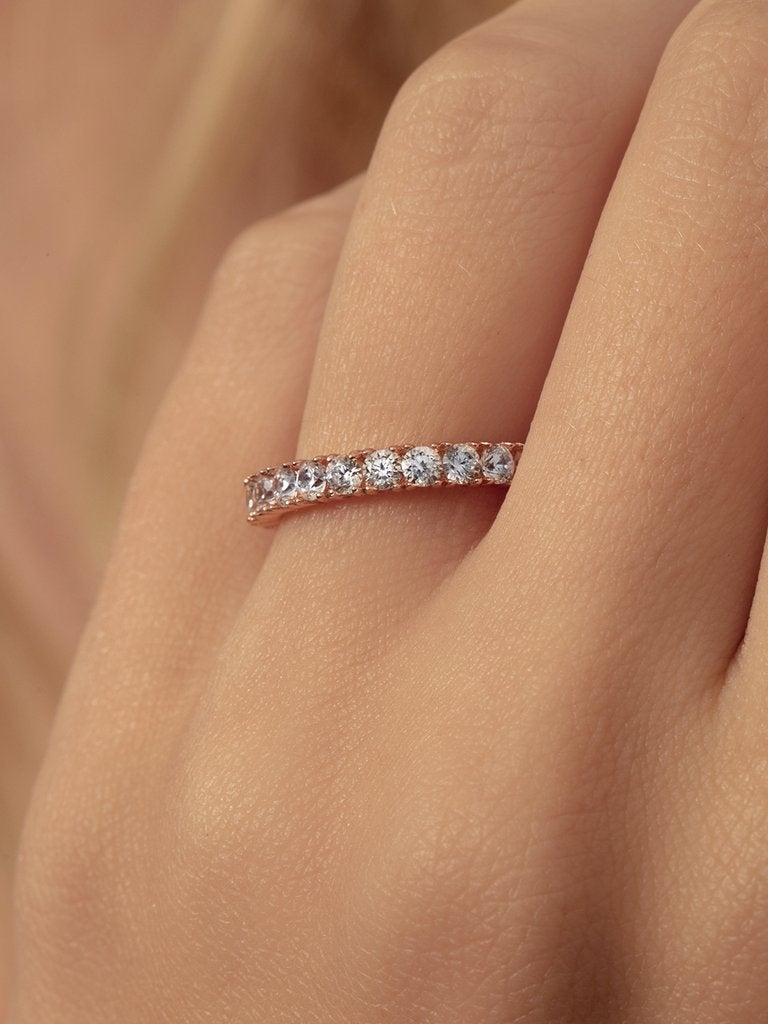 0.35 TCW Round Brilliant Cut Half Eternity Perfect Moissanite Wedding Band