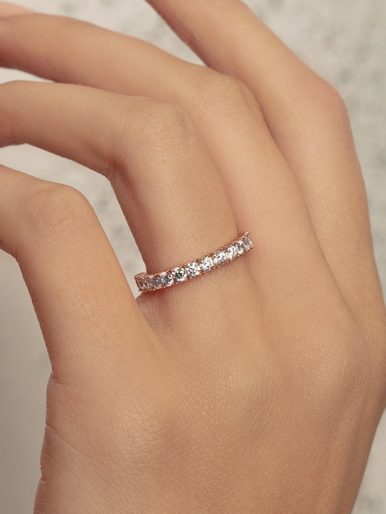 0.35 TCW Round Brilliant Cut Half Eternity Perfect Moissanite Wedding Band