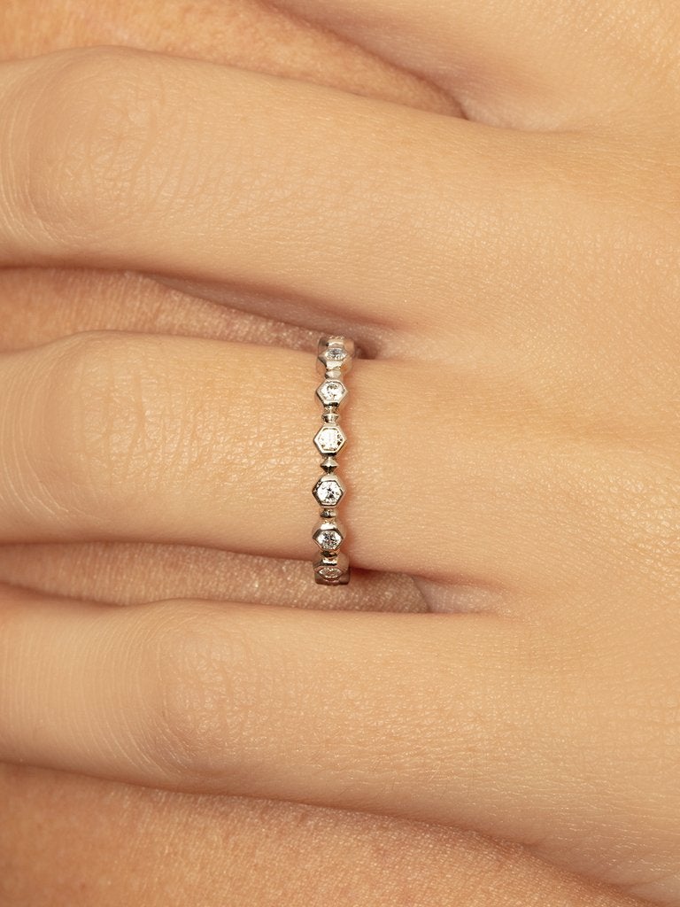 0.25 TCW Round Brilliant Cut Bezel Set Unique Stacking Wedding Band