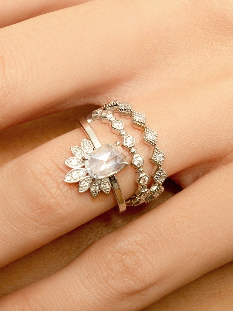 0.25 TCW Round Brilliant Cut Bezel Set Unique Stacking Wedding Band