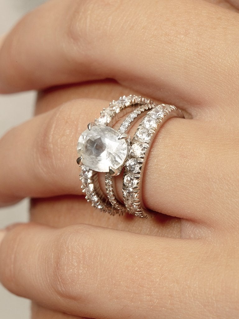 1.10 TCW Round Brilliant Cut Half Eternity Perfect Moissanite Wedding Band
