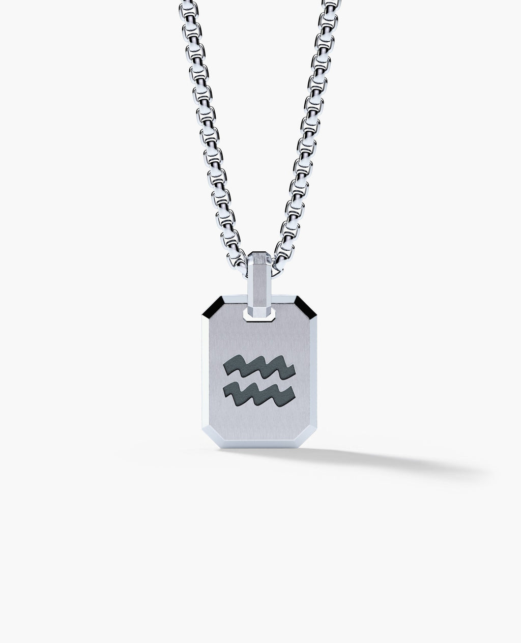 AQUARIUS MINI ZODIAC Dog Tag Silver Pendant