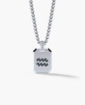 AQUARIUS MINI ZODIAC Dog Tag Silver Pendant