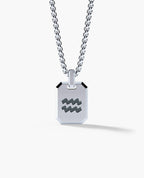 AQUARIUS MINI ZODIAC Dog Tag Silver Pendant